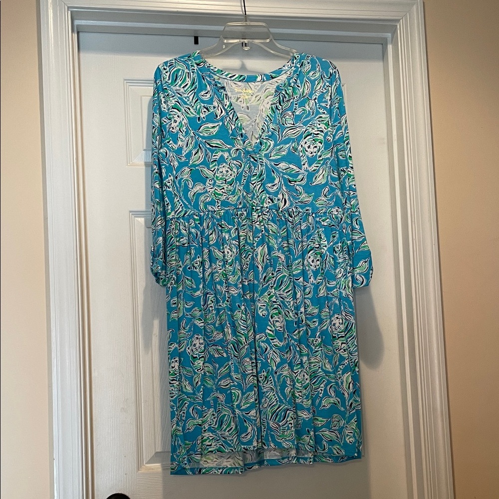 Lilly Pulitzer Blue and Green Long Sleeve Dress